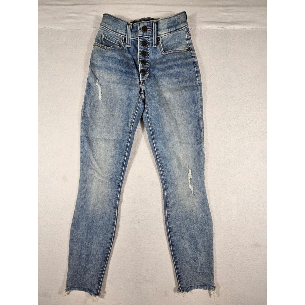 Lucky Brand Bridgette High Rise Crop Skinny Jeans Blue Button Fly 0/25 7WP10735